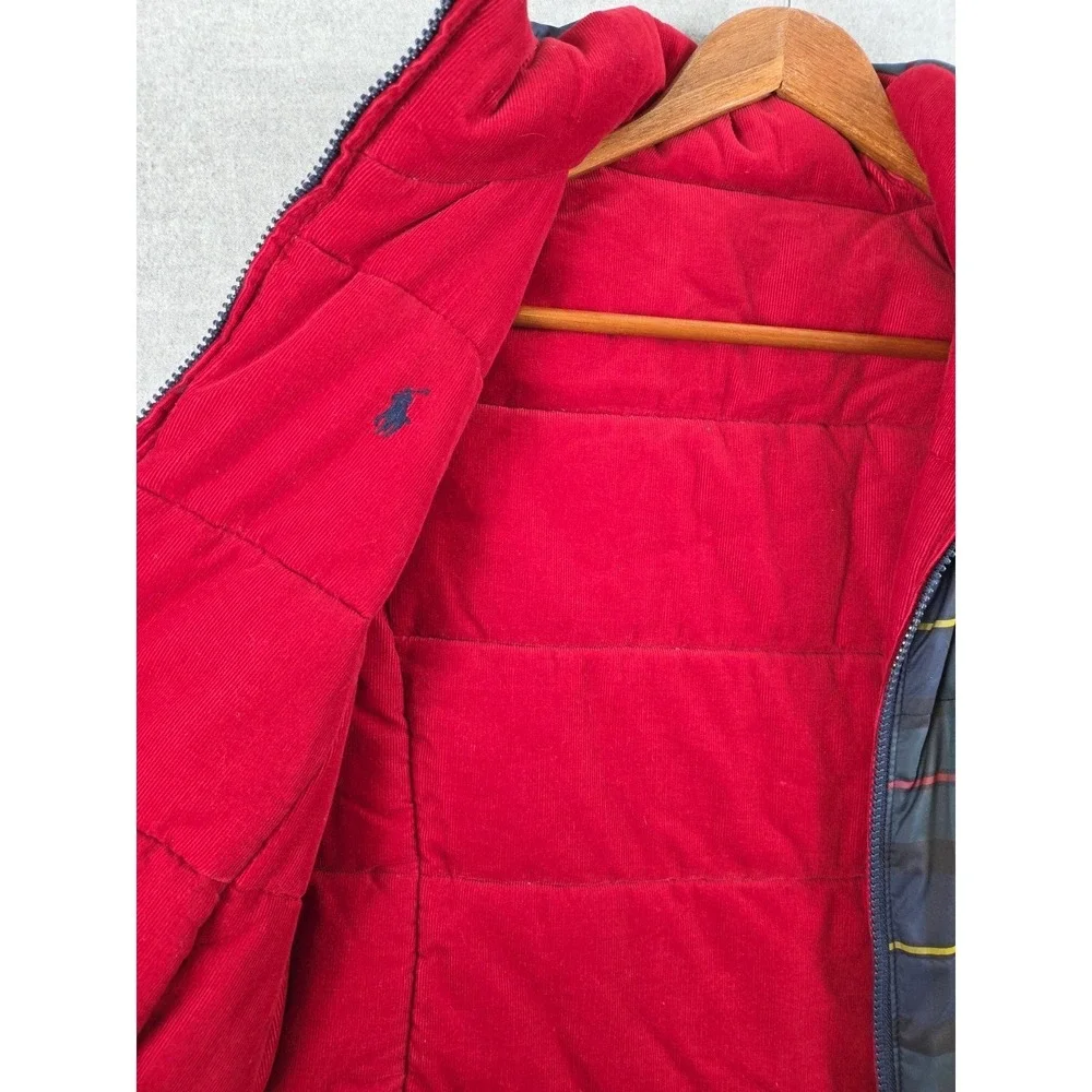 Polo Ralph Lauren Boys M 8-10 REVERSIBLE Red Plaid Quilted Puffer Vest Full Zip‎